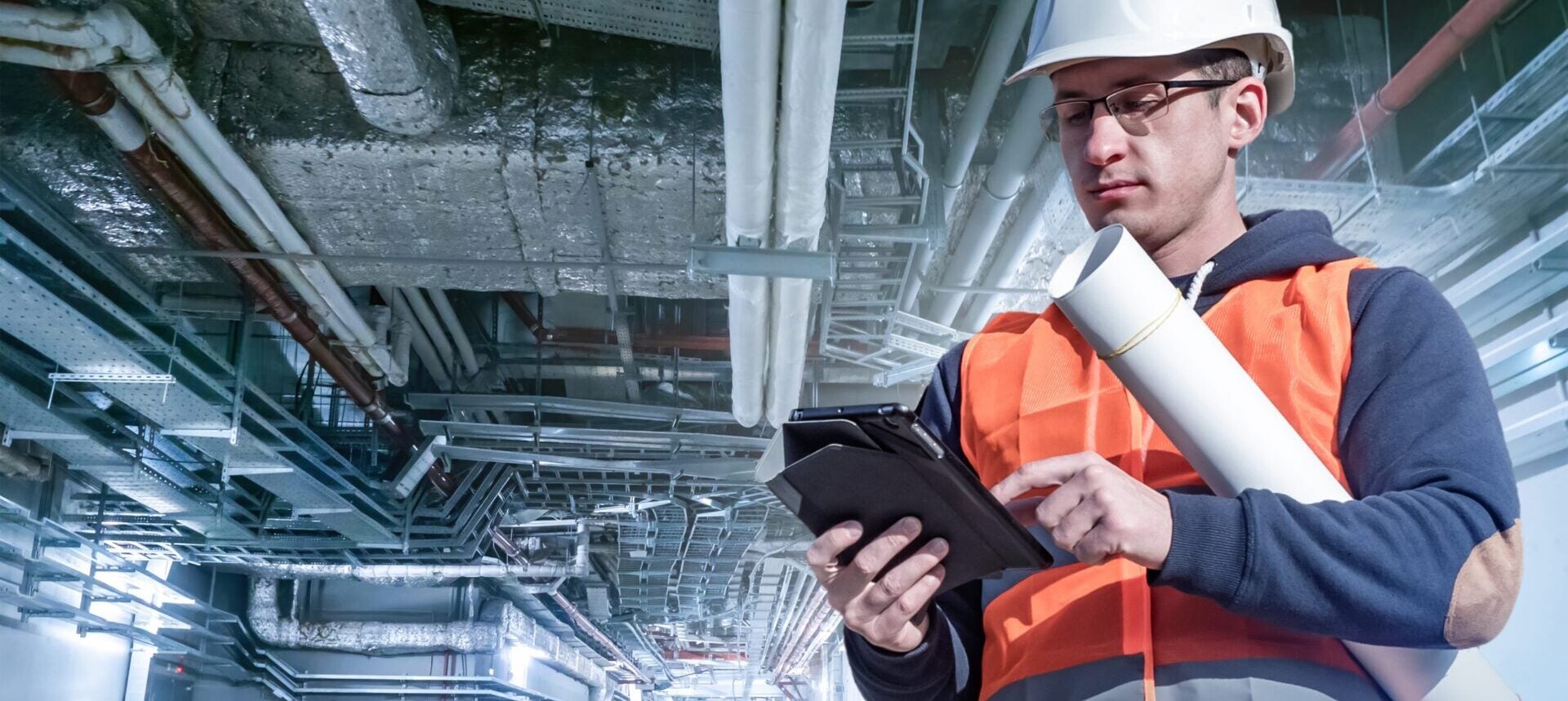 Man reviewing underground operations and communications with tunnel communication system