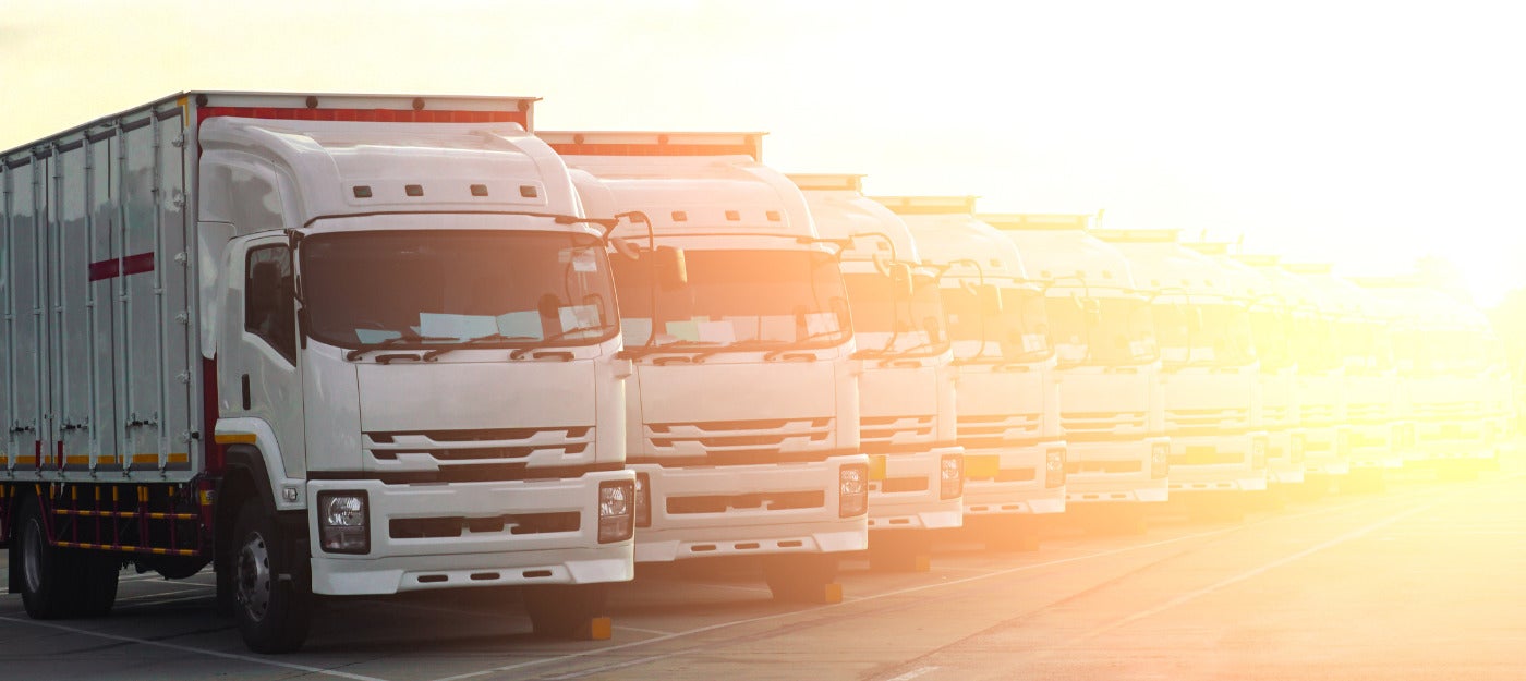 Commercial vehicles lined up