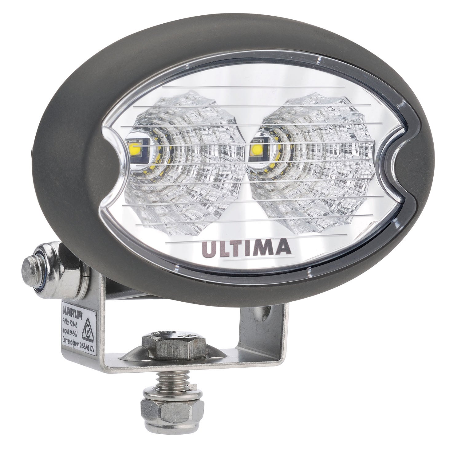 Ultima Oval Work Lamp Flood Beam, 1000 Lumens, Black