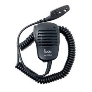HM158LA Compact Speaker Microphone with Revolving Clip and Earphone Jack (Right Angle 2-Pin Screw Down Connector, Stereo Mic/Mono Speaker)