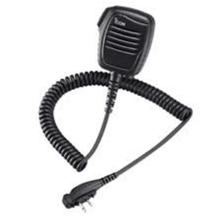 HM159LA Large Speaker Microphone with Earphone Jack and Metal Alligator Clip (Right Angle 2-Pin Screw Down Connector, Stereo Mic/Mono Speaker)
