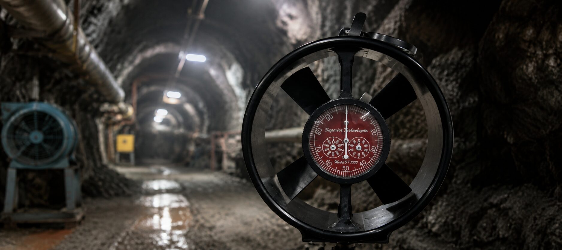 Superior Technologies anemometer within an underground mine setting